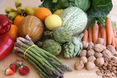 Tabla de indice glucémico: frutas y verduras