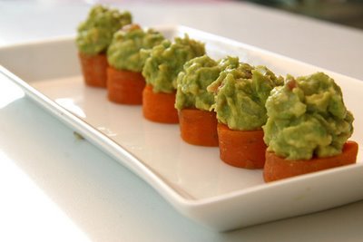 Canapes de zanahoria con guacamole