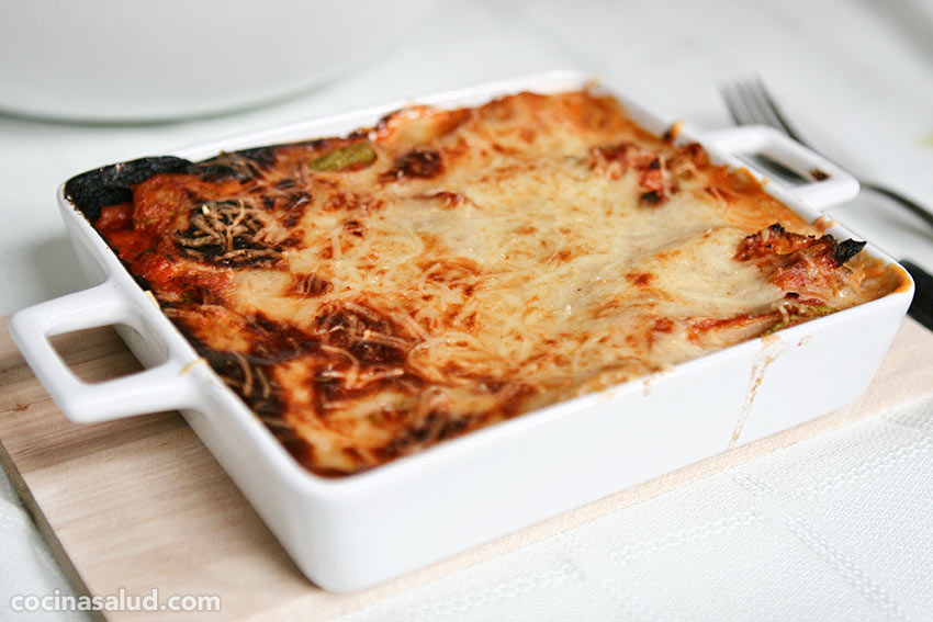 Receta de lasaña de verduras y atún