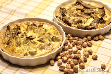 Receta de Quiche de champiñones y alcachofas