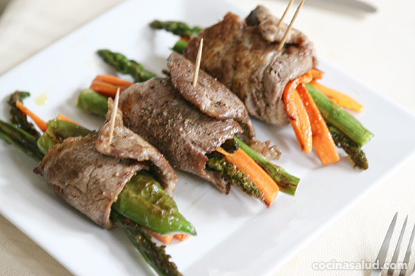 Receta de rollitos de carne y verduras